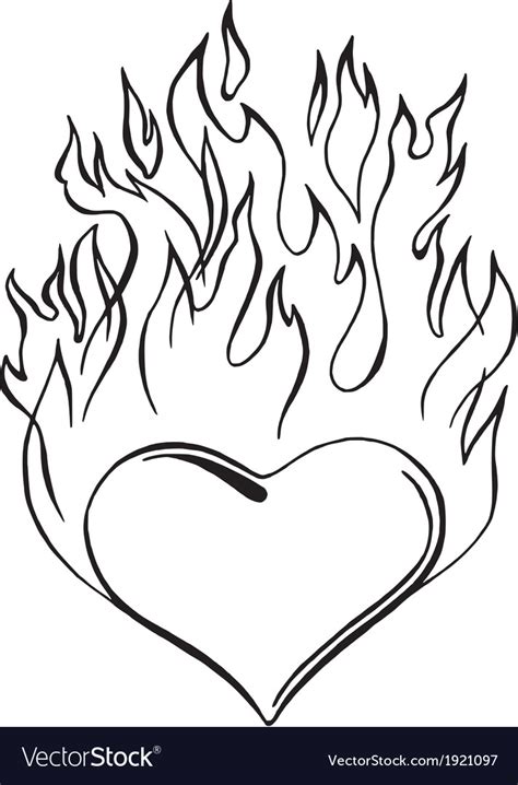 Flaming Heart Royalty Free Vector Image Vectorstock
