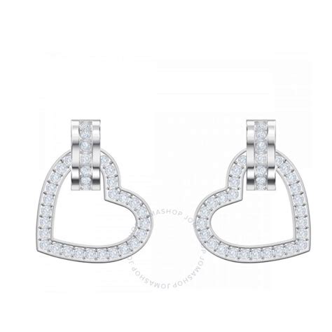 Swarovski Rhodium Plated Lovely Crystal Heart Stud Earrings 5466756