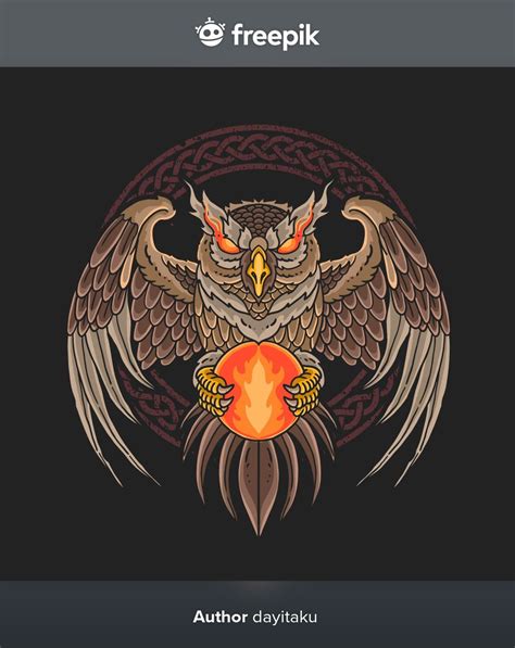 Premium Vector Dark Owl Bring Fire Ball Illustration Owl Logo Owl