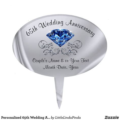 Personalised 65th Wedding Anniversary Cake Topper | Zazzle.co.nz | 65th