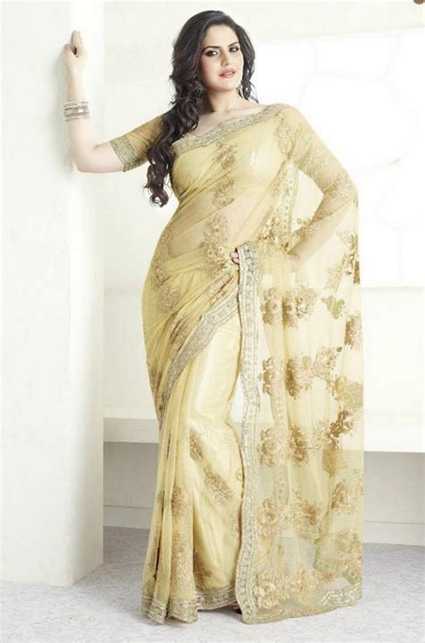 Zarine Khan Latest Sarees 2013 14 By Nakshatra Elegant Party Wear And