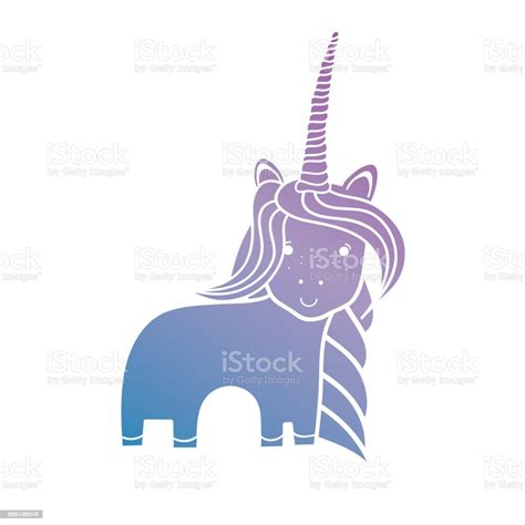 Ilustración De Unicornio De Silueta Con Diseño De Peinado Y Cuerno Y