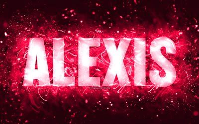 Download Wallpapers Happy Birthday Alexis K Pink Neon Lights Alexis Name Creative Alexis