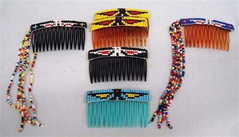 Large Collection Zuni Navajo Bead Work Bead Work Beaded Hair Combs