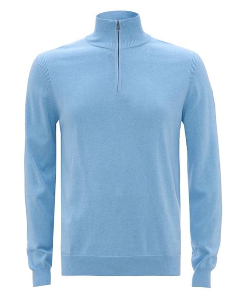 Belstaff Mens Bay Half Zip Jumper Sky Blue Sweater