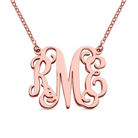 Rose Gold Monogram Initial 3 Letters Pendant Necklace Getnamenecklace