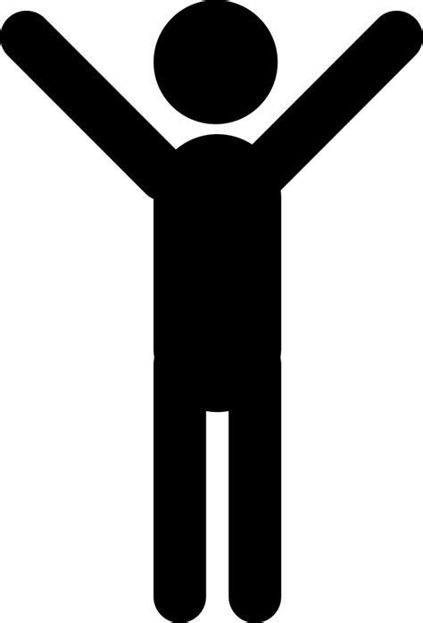 Man Standing With Arms Up Vector Stick Figure Hands Up 666x980