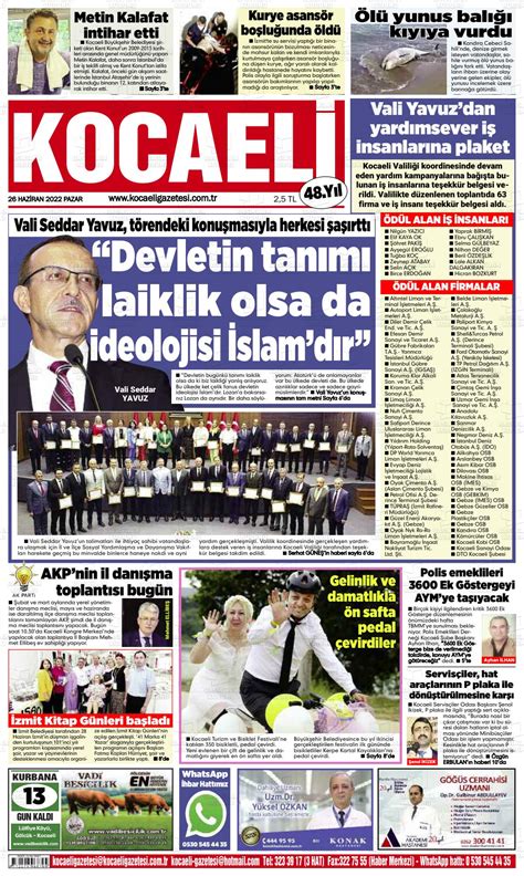 26 Haziran 2022 tarihli Kocaeli Gazete Manşetleri