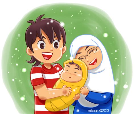Koleksi Cemerlang 18 Gambar Kartun Muslimah Gendong Bayi
