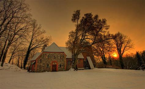 1920x1080px 1080p Free Download Winter Sunset Architecture House