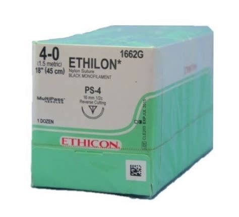 Ethicon Suture Ethilon Nylon Black Monofilament 4 0 18 Ps 4 12