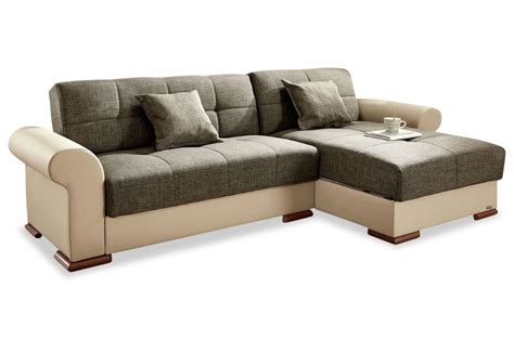 Mit schlaffunktion, liegefläche 120 x 207 cm. Sofa L-Form Karin links - mit Schlaffunktion - Beige mit ...
