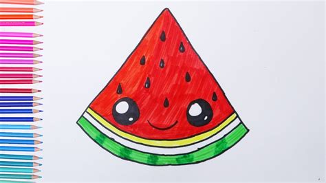 how to draw a watermelon easy drawings youtube