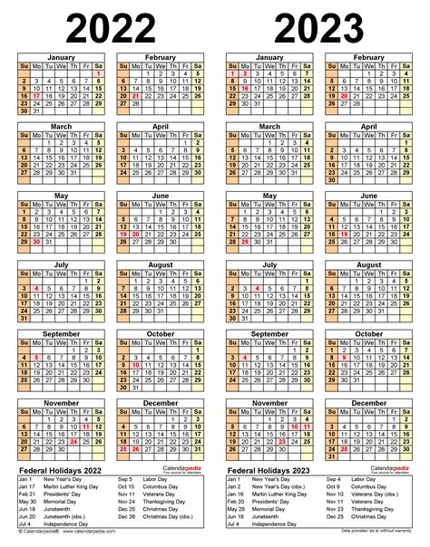 2022 2023 Two Year Calendar Free Printable Pdf Templates