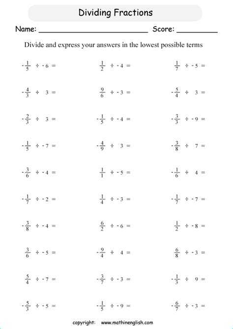 Fractions With Negative Numbers-worksheets