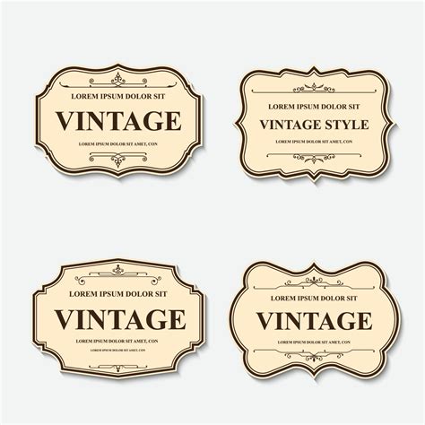 Vector Vintage Label Banner Badges Set Retro Vintage Frames Collection