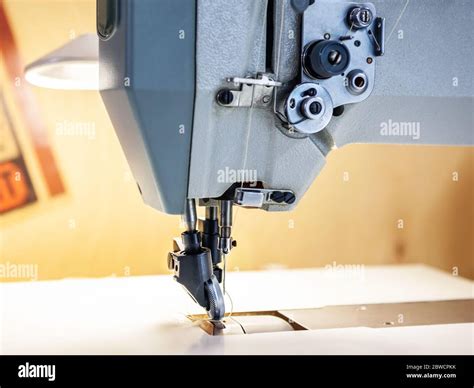 Close Up Of Professional Sewing Machine For Leather Work Stock Photo