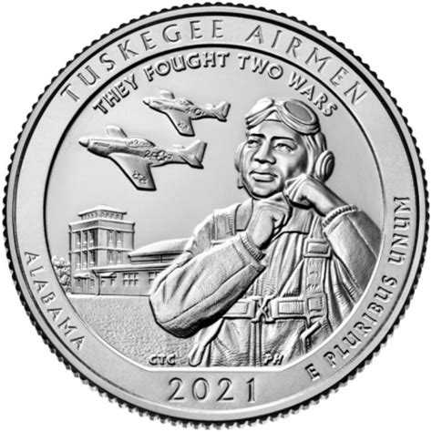 2021 D United States 25 Cent Tuskegee Airmen National Historic Site