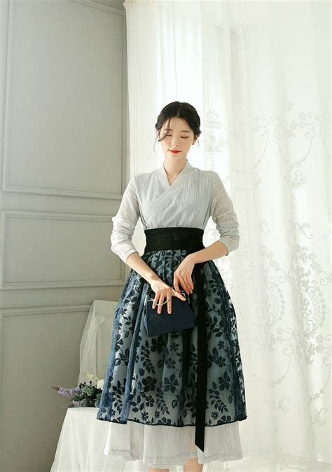 Beautiful Modern Hanbok Dress For Women Hanbok Skirt Midi Dress Korean Style Clhd0004