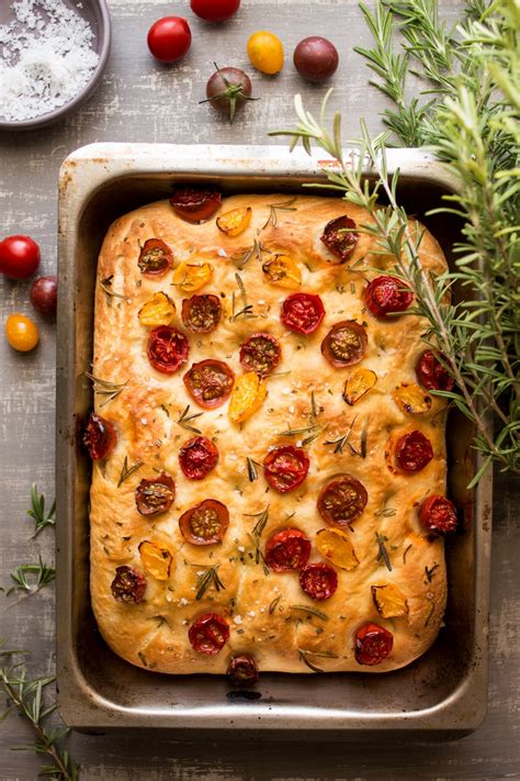 Focaccia bread is made using a strong flour, such as bread flour which is high in gluten. Vegan focaccia with tomatoes and rosemary - Lazy Cat Kitchen