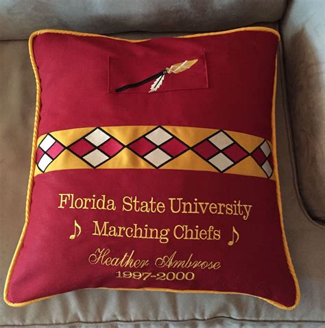 Throw Pillow Made From Old Florida State University Marching Chiefs