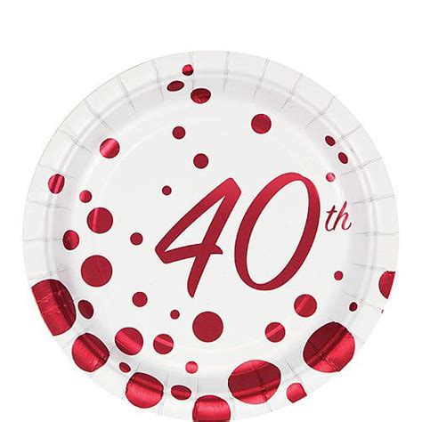 Ruby Dots 40th Anniversary Dessert Plates 8ct Anniversary Party