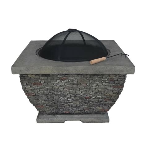 Mia Outdoor 32 Wood Burning Light Weight Concrete Square Fire Pit