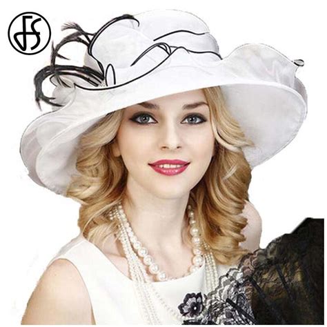 Buy Fs White Summer Organza Hat For Women Elegant
