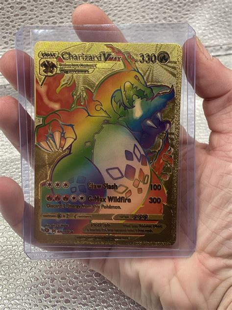 Mavin Rainbow Charizard Vmax Gold Charizard Pokemon Card Rare