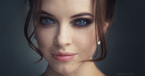 Libriana Smoky Eyes Closeup Girl Brunette Polina Bodrova