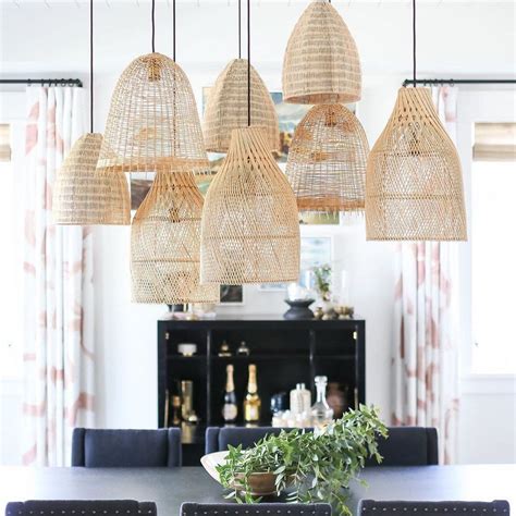 So, whether you are in the market for a bright floral or solid grey lamp shade there is an option for you. Santa Monica Rattan Pendant Light Wicker Eclectic Boho Mid ...