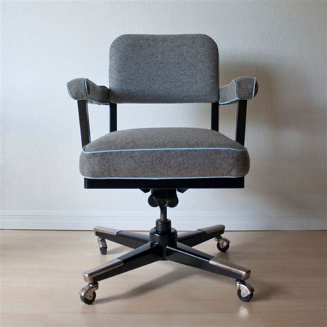Vintage upholstered chair, desk chair, vanity chair, shabby chic decor, entry way, accent chair, farmhouse chair did you scroll all this way to get facts about plaid desk chair ? Custom Made Vintage Tanker Desk Chair In Grey Wool Felt ...