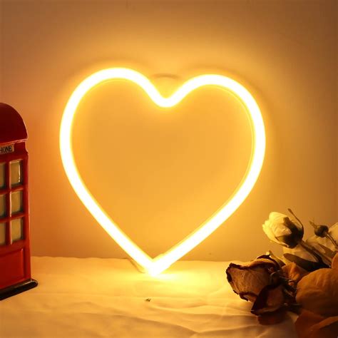Love Heart Neon Sign Lightled Neon Lamp With Warm Yellow Light Color