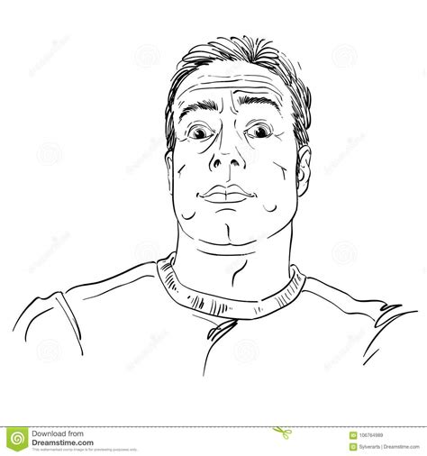 Artistic Hand Drawn Vector Image Black And White Portrait Of Impressed