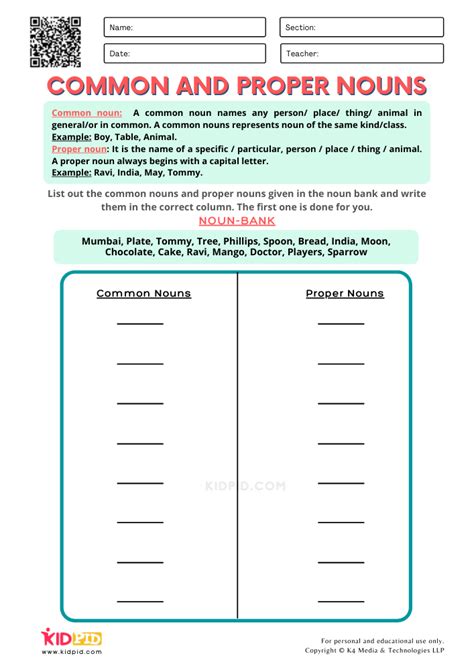 Common Nouns Match Worksheet 3 Your Home Teacher