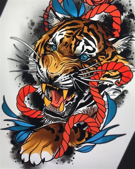 Traditional Tattoo Animals Neo Traditional Tattoo Tiger Tattoo Design