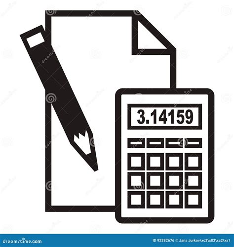 Calculator And Pen Stock Vector Illustration Of Office 92382676