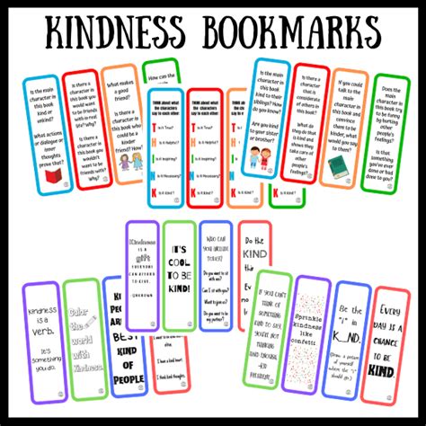 Kindness Bookmarks Printable Printable Templates