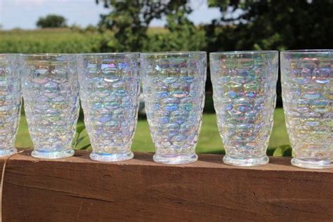 Vintage Iridescent 12 Oz Tumblers Yorktown Colonial Federal Etsy Vintage Glassware Vintage