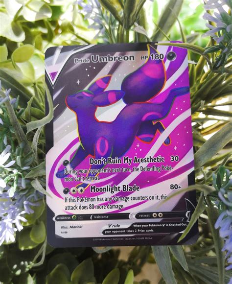 Holo Pride Umbreon Ace Custom Holographic Pokémon Card V Etsy