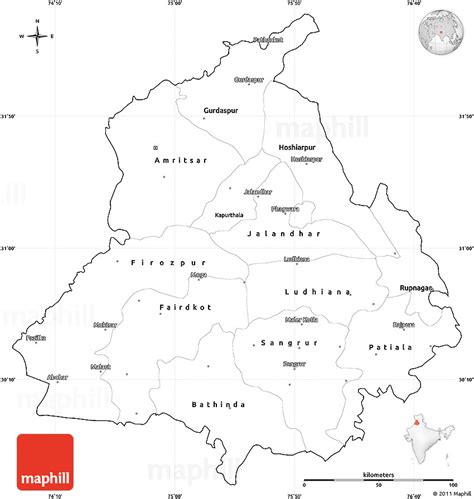Blank Simple Map Of Punjab Cropped Outside