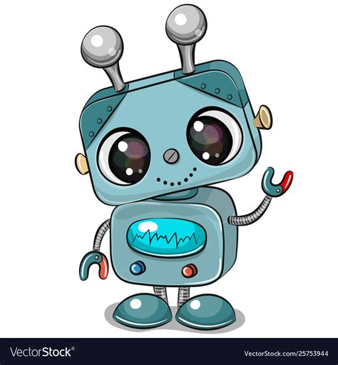 Cartoon Robot Isolated On A White Background Vector Image