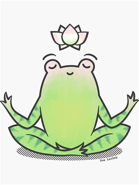 Zen Yoga Frog Sticker By Zoel In 2021 Frog Pictures Yoga Stickers