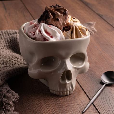 Ceramic Human Skull Shaped Bowl Food Safe Skull Bowl To Fill With Chips Salads Cereal Soup