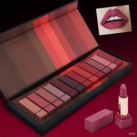 12pcs Set Brand Lipstick Set Lip Kit Matte Waterproof Nutritious Velvet Lips Tick Red Tint Nude