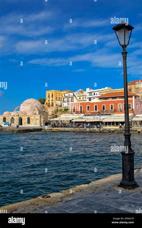 Venetian Harbour In Chania Stock Photo Alamy