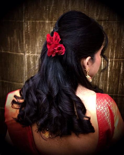 Ah, the eternal dilemma about how to do your hair for a wedding. Indian bride's bridal reception hairstyle. Hairstyle by ...