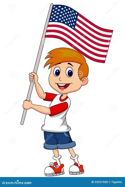 American Boy Hold Flag Stock Illustrations 38 American Boy Hold Flag