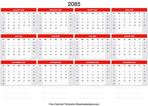 2085 Calendar