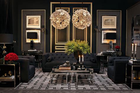 Download Elegant Black Themed Living Room Wallpaper